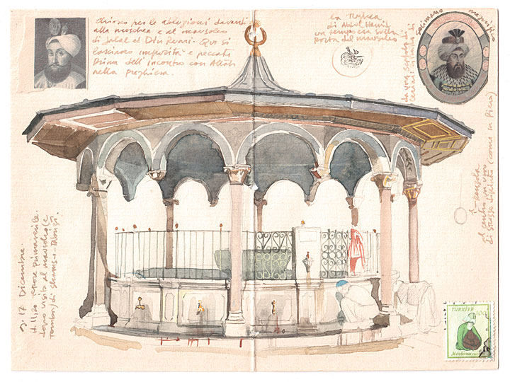 Natale a Konya - Fontana per abluzioni (disegno di Stefano Faravelli)