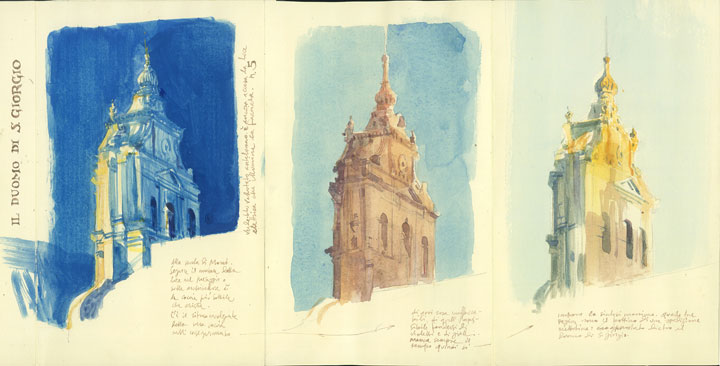 Modica Duomo di S. Giorgio (disegno di Stefano Faravelli)